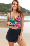 Floral Print Tankini Top and Skort Set - Swimwear from Cindelily