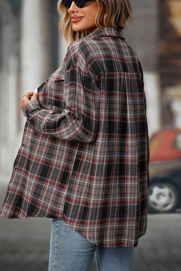 Retro Plaid Button Down Flannel Shirt - Blouses & Shirts from Cindelily