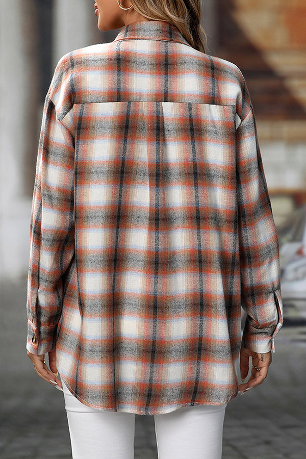 Retro Plaid Long Sleeve Flannel Top - Blouses & Shirts from Cindelily