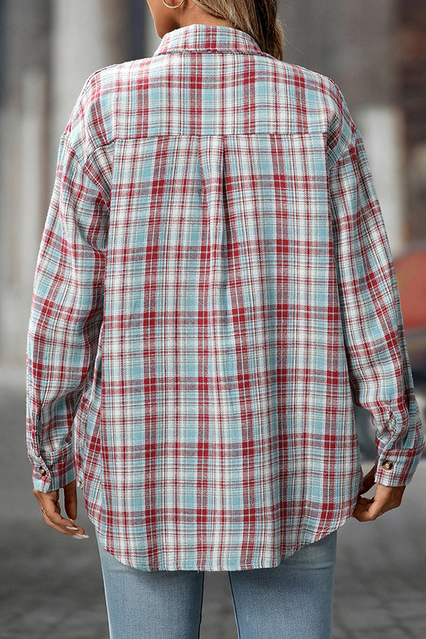 Retro Plaid Button Down Flannel Shirt - Blouses & Shirts from Cindelily