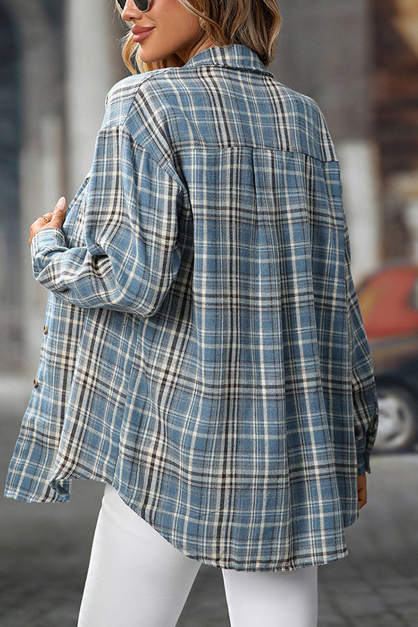 Retro Plaid Button Down Flannel Shirt - Blouses & Shirts from Cindelily