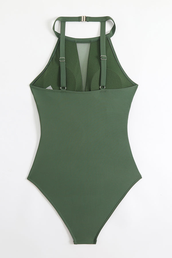 Criss-cross Mesh Inset One Piece Swimsuit - Swimwear from Cindelily