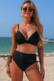 Edge Embroidery Two Tone Bikini Black - Swimwear from Cindelily