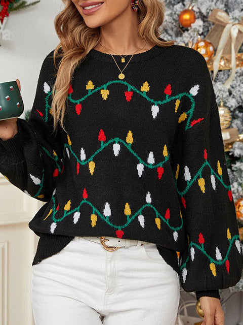 Christmas Colorful Lights Jacquard Sweater