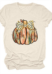 Pumpkin Leopard Bow Print Graphic Tee