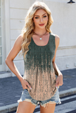 Pleated Front Floral Sleeveless Tank Top Ombre - T-Shirts & Tunics from Cindelily