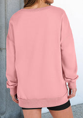 Stripe V Neck Over Size Basic Sweatshirt