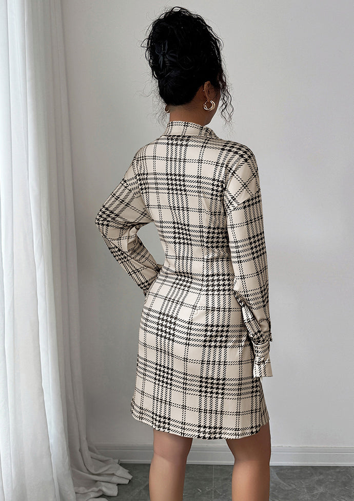 Plaid Slim Fit Button Up Shirt Dress