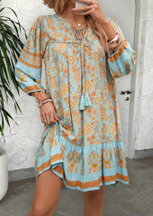 Tie Detail Floal Boho Mini Dress
