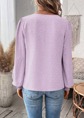 Lace Inset V Neck Long Sleeve Blouse