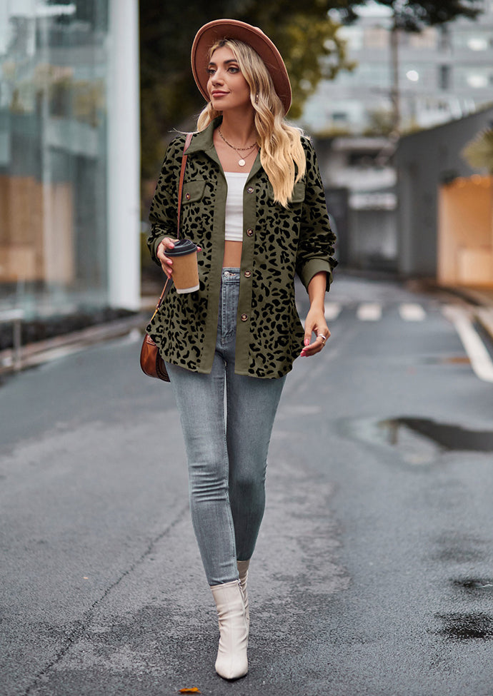 Leopard Print Button Up Casual Shirt