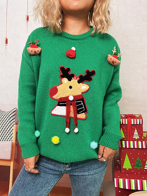 Christmas Reindeer Jacquard Knitted Sweater