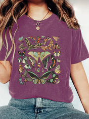 Butterfly Patterned Short Sleeve T-shirt
