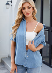 Pocket Detail Short Sleeve Denim Shirt