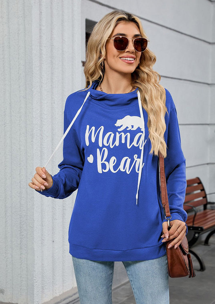 Graphic Tie Detail Hooded Casual Sweatshirt