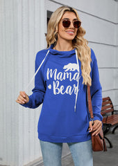 Graphic Tie Detail Hooded Casual Sweatshirt