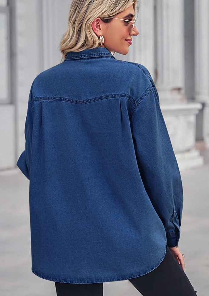 Button Up Washed Denim Casual Shirt
