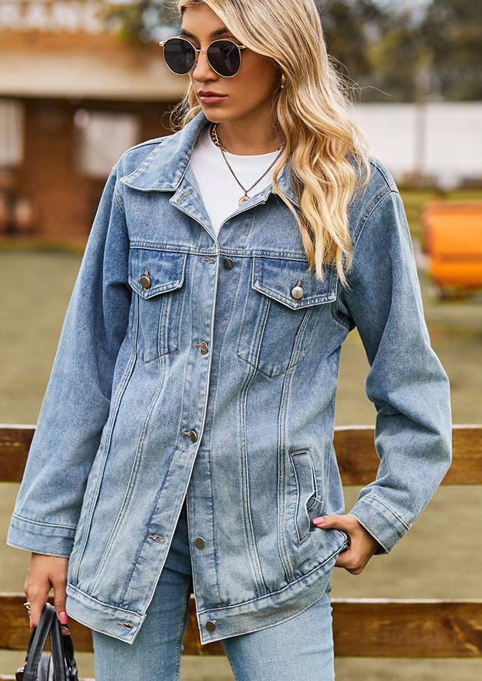 Vintage Classical Denim Jacket with Pockets
