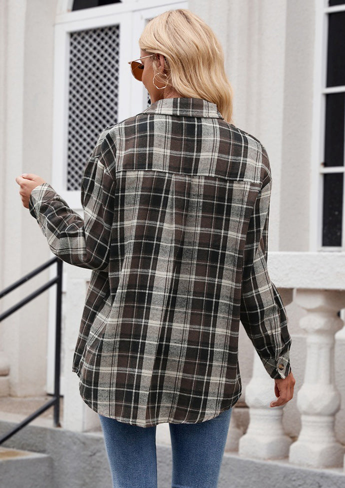 Retro Plaid Button Up Casual Shirt