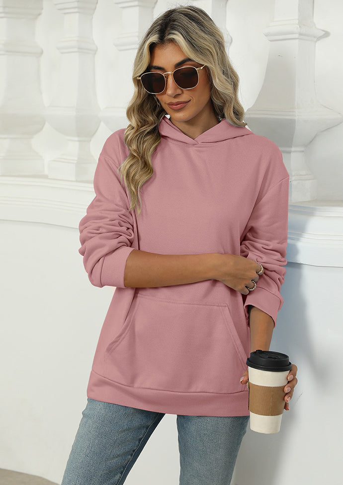 Solid Hooded Sweatshirt with Front Pocket