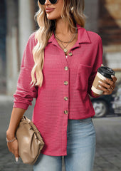 Waffle Button Up Pocket Detail Casual Shirt