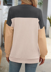 Textured Color Block Crew Neck T-shirt