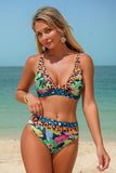 Leopard & Tropical Print 3-Piece Swim Set - Swimwear from Cindelily