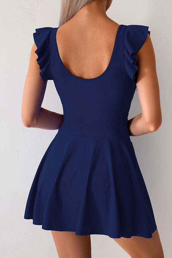 Flutter Sleeve Side Tie Swimdress - Swimwear from Cindelily