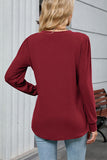 V Neck Pleated Long Sleeve Casual Tunic - T-Shirts & Tunics from Cindelily