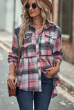 Waist Pleated Patchwork Plaid Flannel Rop - Blouses & Shirts from Cindelily