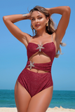 Glitter One-Piece & Cover-Up Skirt 2-Piece Set - Swimwear from Cindelily