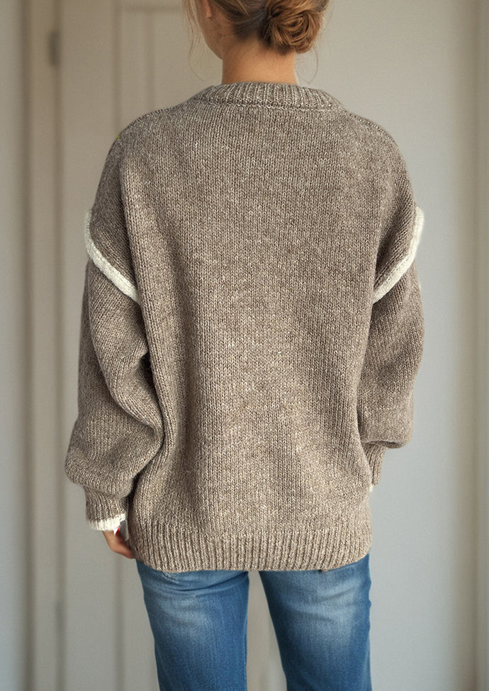 Crew Neck Patchwork Knitted Pullover