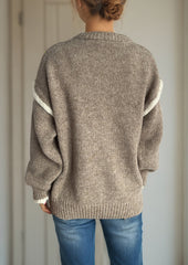Crew Neck Patchwork Knitted Pullover