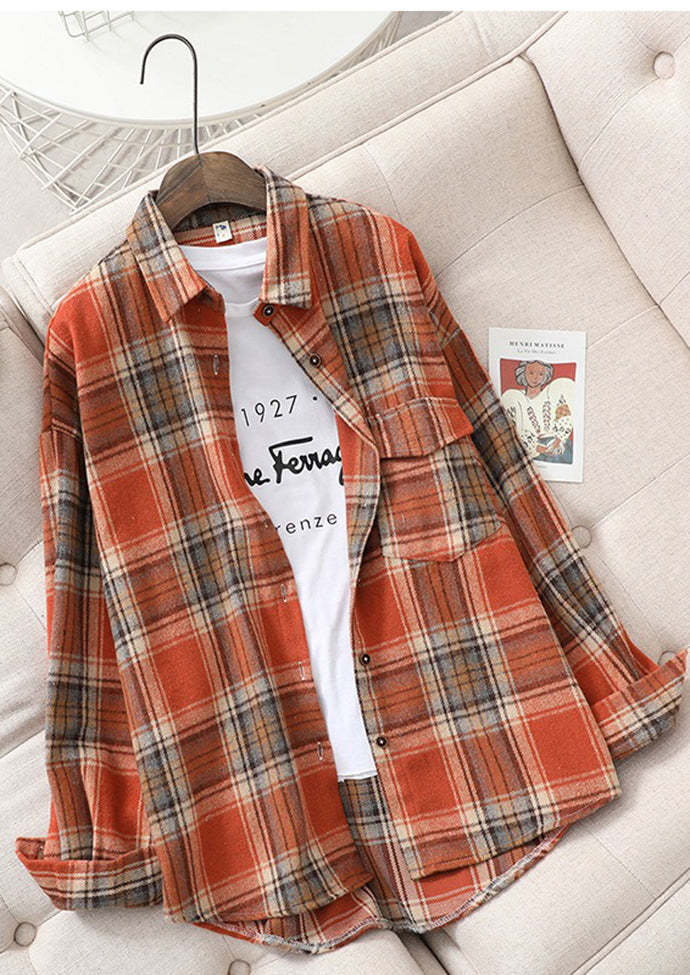 Plaid Brushed Woolen Vintage Shirt
