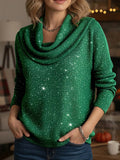 Soft Elegant Ruffled Collar Shinny Sweater