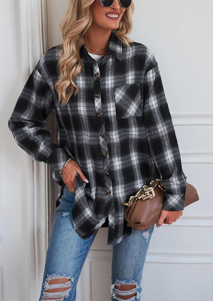 Button Up Pocket Detail Plaid Casual Shirt