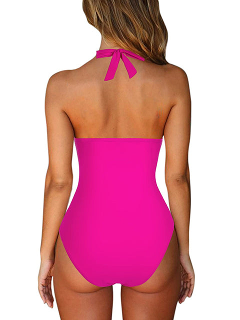 Halter V Neck Vintage One Pice Swimwear
