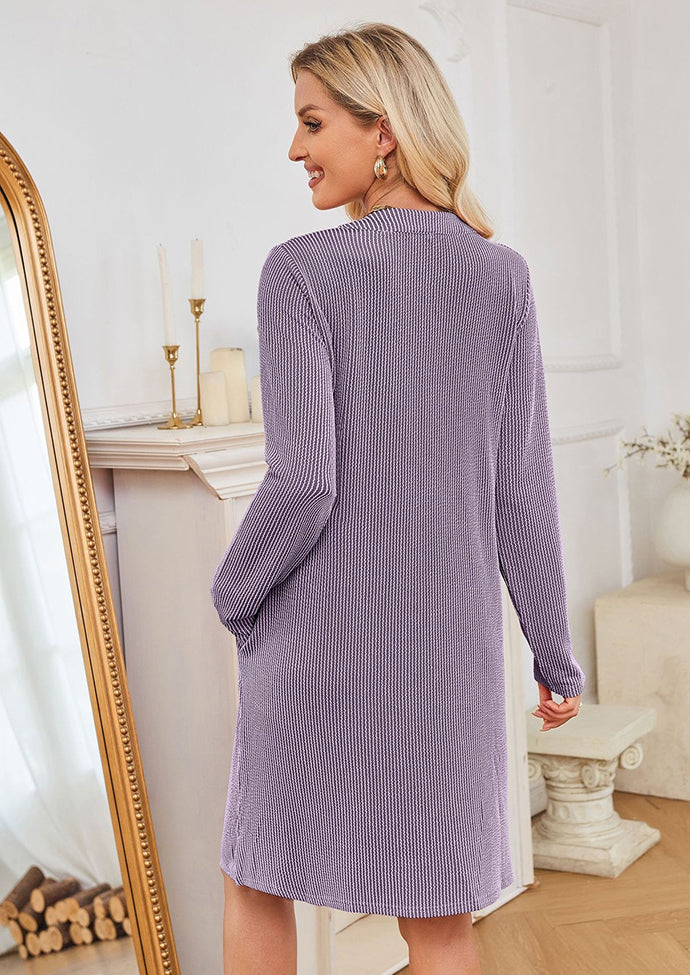 V Neck Long Sleeve Casual Dress