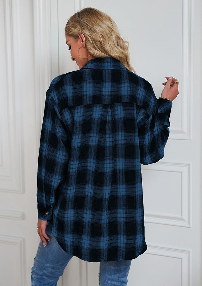 Button Up Pocket Detail Plaid Casual Shirt