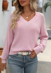 Cut-out V Neck Long Sleeve Sweater