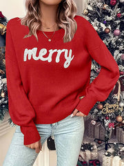 Merry Jacquard Crew Neck Knitted Sweater