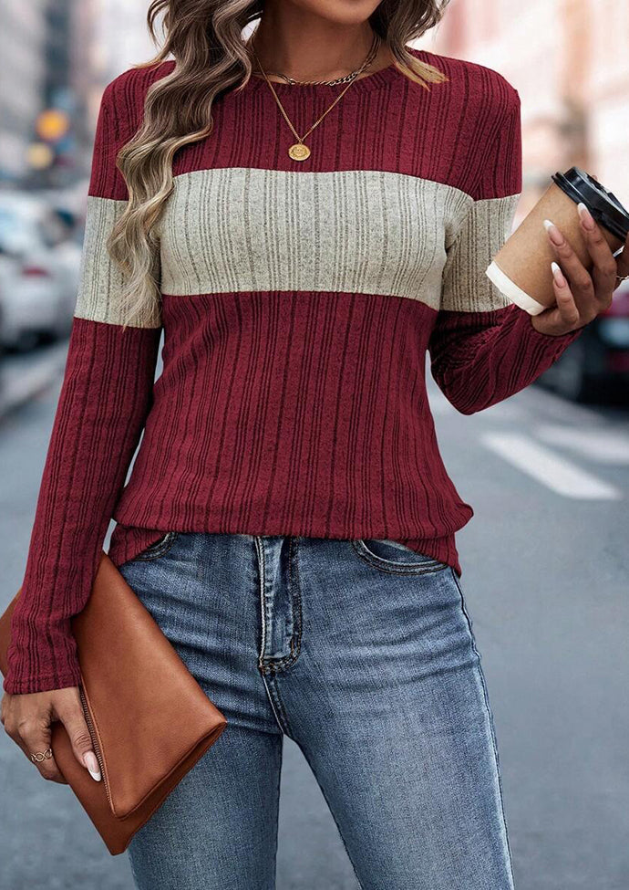 Color Block Textured Long Sleeve T-shirt