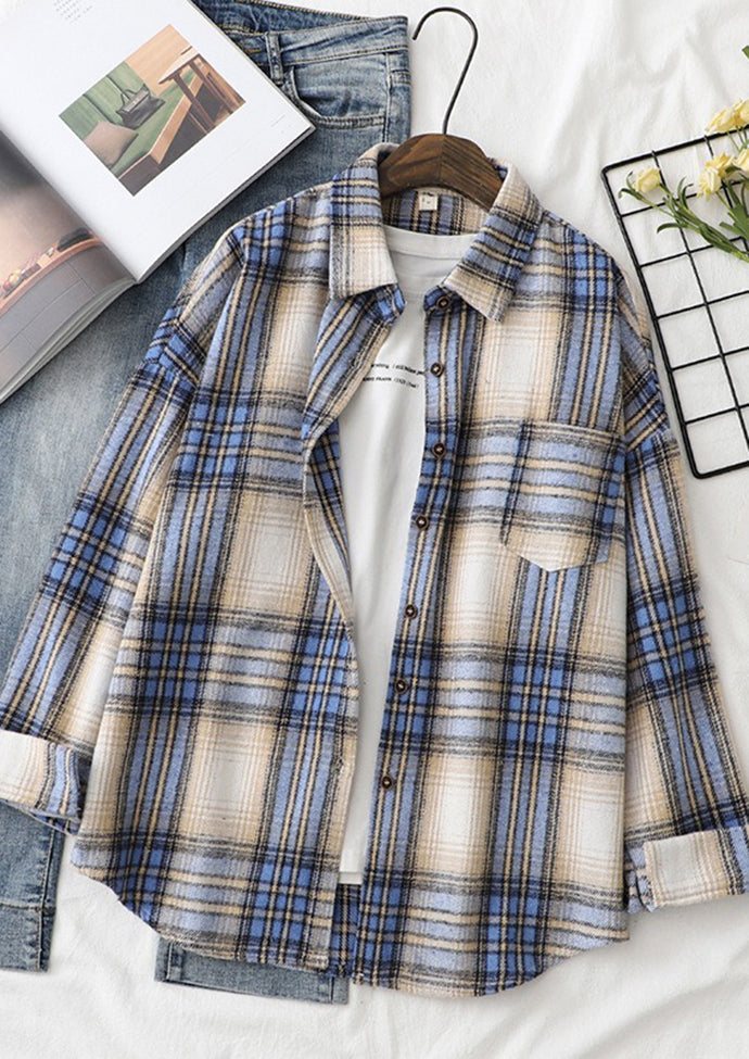 Retro Plaid Woolen Button Up Shirt