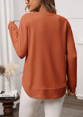 Waffle Crew Neck Long Sleeve Casual Tunic