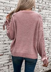 Lace Up Bow Tie Knitted Sweater