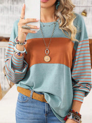 Color Block Stripe Long Sleeve T-shirt