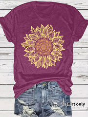 Sunflower Patterned Short Sleeve T-shirt