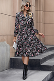 Floral Smocked Waist V Neck Mide Dress - Dresses from Cindelily