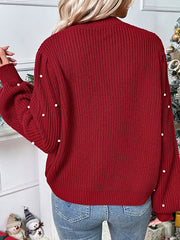 Beading Decor Knitted Sweater Cardigan
