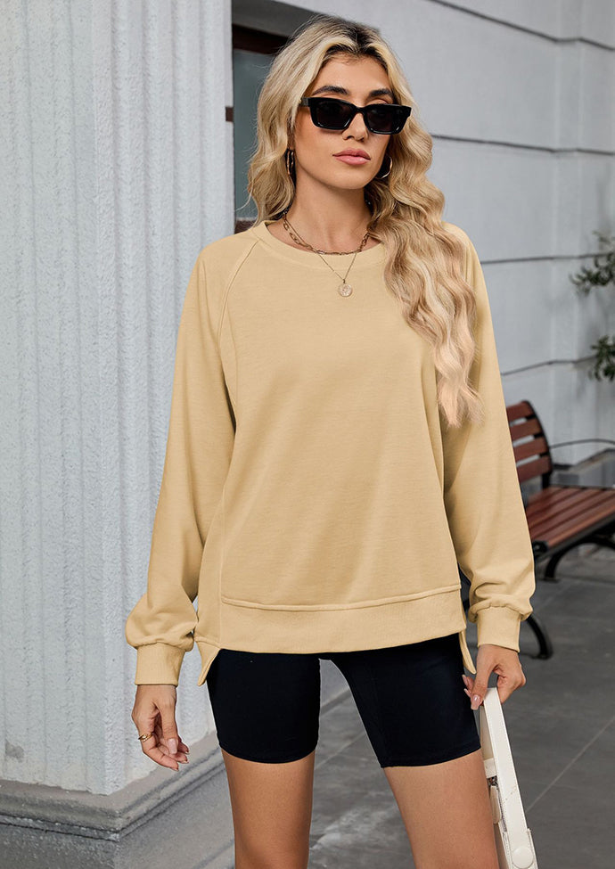 Ribbed Crew Neck Long Sleeve Oversize Sweatshirt
